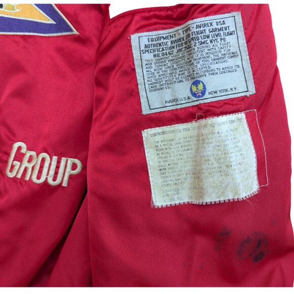 Vintage 1987 Avirex Flying Tiger Brown Leather Bomber Jacket Mens L - Picture 11 of 14